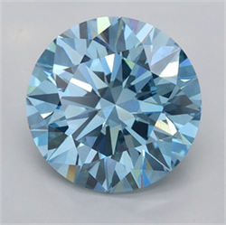 Picture of Lab Grown Diamond 2.06 Carats, Round with Ideal Cut, Fancy Vivid Blue Color, VVS2 Clarity and Certified by IGI