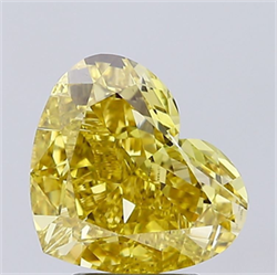 Picture of Lab Grown Diamond 4.02 Carats, Heart with  Cut, Fancy Intense Yellow Color, VVS2 Clarity and Certified by IGI