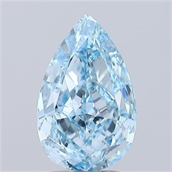 Picture of Lab Grown Diamond 3.20 Carats, Pear with  Cut, Fancy Vivid Blue Color, VS1 Clarity and Certified by IGI