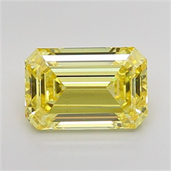 Picture of Lab Grown Diamond 3.18 Carats, Emerald with  Cut, Fancy Vivid Yellow Color, VS2 Clarity and Certified by IGI