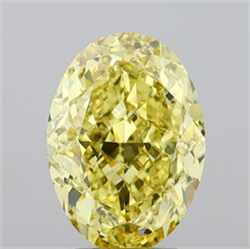 Picture of Lab Grown Diamond 4.12 Carats, Oval with  Cut, Fancy Intense Yellow Color, VS2 Clarity and Certified by IGI