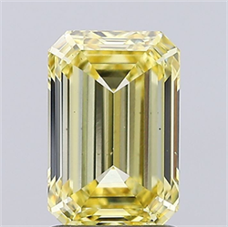 Picture of Lab Grown Diamond 2.01 Carats, Emerald with  Cut, Fancy Intense Yellow Color, VS1 Clarity and Certified by IGI