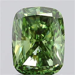 Picture of Lab Grown Diamond 1.44 Carats, CUSHION MODIFIED with  Cut, Fancy Vivid Green Color, VS1 Clarity and Certified by IGI