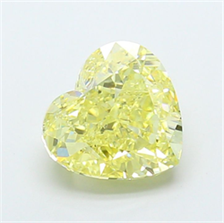 Picture of Lab Grown Diamond 6.05 Carats, Heart with  Cut, Fancy Intense Yellow Color, VVS2 Clarity and Certified by IGI