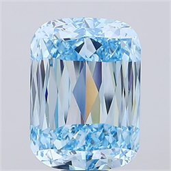 Picture of Lab Grown Diamond 14.54 Carats, CUSHION MODIFIED with  Cut, Fancy Vivid Blue Color, VS1 Clarity and Certified by IGI