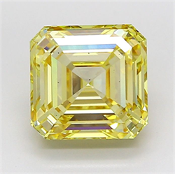 Picture of Lab Grown Diamond 4.59 Carats, Asscher with  Cut, Fancy Yellow Color, VS2 Clarity and Certified by IGI