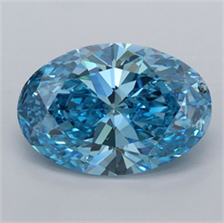 Picture of Lab Grown Diamond 1.95 Carats, Oval with  Cut, Fancy Vivid Blue Color, VVS2 Clarity and Certified by IGI