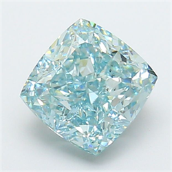 Picture of Lab Grown Diamond 3.37 Carats, CUSHION MODIFIED with  Cut, Fancy Intense Green Color, VS1 Clarity and Certified by IGI
