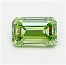Picture of Lab Grown Diamond 1.57 Carats, Emerald with  Cut, Fancy Vivid Green Color, VS1 Clarity and Certified by IGI