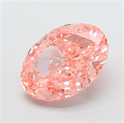 Picture of Lab Grown Diamond 3.08 Carats, Oval with  Cut, Fancy Vivid Pink Color, VS1 Clarity and Certified by IGI