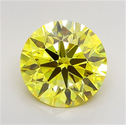 Picture of Lab Grown Diamond 2.29 Carats, Round with Ideal Cut, Fancy Vivid Yellow Color, VS1 Clarity and Certified by IGI