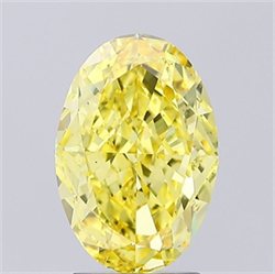 Picture of Lab Grown Diamond 3.00 Carats, Oval with  Cut, Fancy Vivid Yellow Color, VS1 Clarity and Certified by IGI