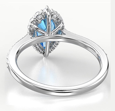 Preset with 1 carat Lab Vivid blue Pear engagement ring