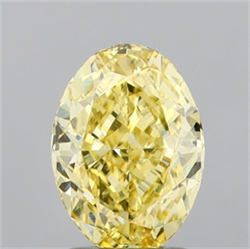 Picture of Lab Grown Diamond 2.07 Carats, Oval with  Cut, Fancy Intense Yellow Color, VVS2 Clarity and Certified by IGI