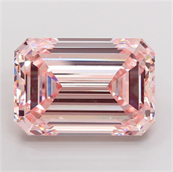 Picture of Lab Grown Diamond 12.51 Carats, Emerald with  Cut, Fancy Intense Pink Color, VS1 Clarity and Certified by IGI
