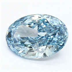 Picture of Lab Grown Diamond 1.55 Carats, Oval with  Cut, Fancy Vivid Blue Color, VS1 Clarity and Certified by IGI