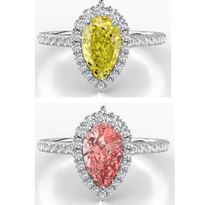 Preset with 1 carat Lab Vivid blue Pear engagement ring