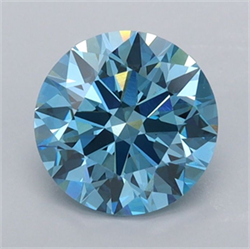 Picture of Lab Grown Diamond 1.30 Carats, Round with Ideal Cut, Fancy Vivid Blue Color, VVS2 Clarity and Certified by IGI