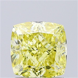 Picture of Lab Grown Diamond 1.49 Carats, CUSHION MODIFIED with  Cut, Fancy Intense Yellow Color, VVS2 Clarity and Certified by IGI