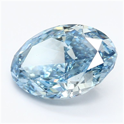 Picture of Lab Grown Diamond 2.74 Carats, Oval with  Cut, Fancy Vivid Blue Color, VS2 Clarity and Certified by IGI