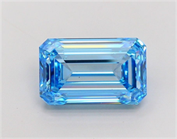 Picture of Lab Grown Diamond 6.55 Carats, Emerald with  Cut, Fancy Vivid Blue Color, VS1 Clarity and Certified by IGI