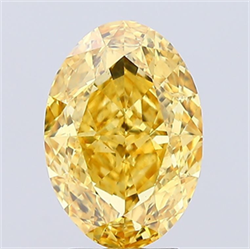 Picture of Lab Grown Diamond 3.52 Carats, Oval with  Cut, Fancy Vivid Yellow Color, VS1 Clarity and Certified by IGI