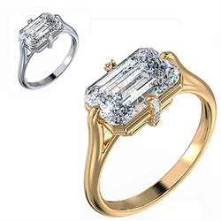 Picture of 3 carat center Emerald Lab E VS1 Designers engagement ring