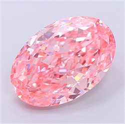 Picture of Lab Grown Diamond 3.52 Carats, Oval with  Cut, Fancy Vivid Pink Color, VVS2 Clarity and Certified by IGI