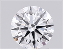 Lab Grown Diamond 1.55 Carats, Round with Ideal Cut, D Color, VS1 Clarity and Certified by IGI