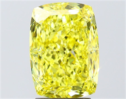 Picture of Lab Grown Diamond 3.52 Carats, CUSHION MODIFIED with  Cut, Fancy Vivid Yellow Color, VS1 Clarity and Certified by IGI