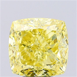 Picture of Lab Grown Diamond 4.05 Carats, CUSHION MODIFIED with  Cut, Fancy Intense Yellow Color, VS1 Clarity and Certified by IGI