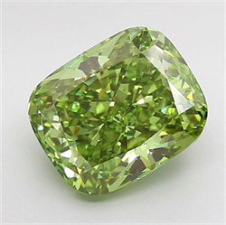 Picture of Lab Grown Diamond 5.02 Carats, CUSHION MODIFIED with  Cut, Fancy Vivid Green Color, VS1 Clarity and Certified by IGI