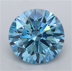 Picture of Lab Grown Diamond 4.89 Carats, Round with Ideal Cut, Fancy Vivid Blue Color, VVS2 Clarity and Certified by IGI