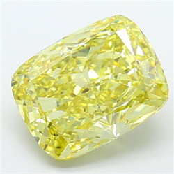 Picture of Lab Grown Diamond 8.05 Carats, CUSHION MODIFIED with  Cut, Fancy Intense Yellow Color, VS1 Clarity and Certified by IGI