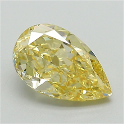 Picture of Lab Grown Diamond 1.45 Carats, Pear with  Cut, Fancy Intense Yellow Color, VS1 Clarity and Certified by IGI