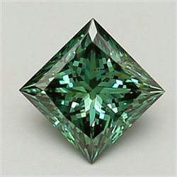 Picture of Lab Grown Diamond 1.82 Carats, Princess with  Cut, Fancy Vivid Green Color, VS2 Clarity and Certified by IGI