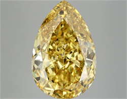 Picture of Lab Grown Diamond 8.08 Carats, Pear with  Cut, Fancy Vivid Yellow Color, VS2 Clarity and Certified by IGI