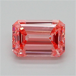 Picture of Lab Grown Diamond 1.25 Carats, Emerald with  Cut, Fancy Vivid Pink Color, VS1 Clarity and Certified by IGI