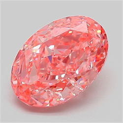Picture of Lab Grown Diamond 2.11 Carats, Oval with  Cut, Fancy Vivid Pink Color, VVS2 Clarity and Certified by IGI