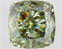 Picture of Lab Grown Diamond 3.11 Carats, CUSHION MODIFIED with  Cut, Fancy Intense Green Color, VVS2 Clarity and Certified by IGI