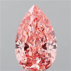 Picture of Lab Grown Diamond 5.04 Carats, Pear with  Cut, Fancy Vivid Pink Color, VS2 Clarity and Certified by IGI