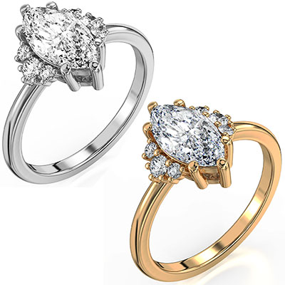Elegant engagement ring for Marquise and Ovals