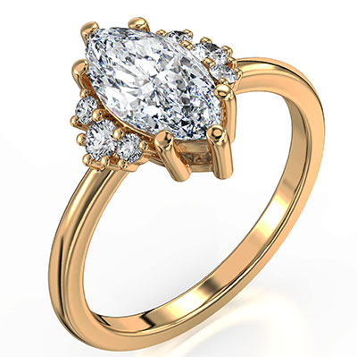 Elegant engagement ring for Marquise and Ovals