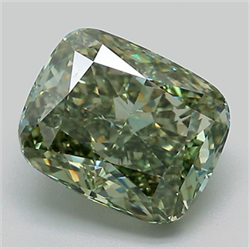 Picture of Lab Grown Diamond 3.18 Carats, CUSHION MODIFIED with  Cut, Fancy Vivid Green Color, VVS2 Clarity and Certified by IGI