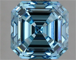 Picture of Lab Grown Diamond 2.02 Carats, Asscher with  Cut, Fancy Vivid Blue Color, VVS2 Clarity and Certified by IGI