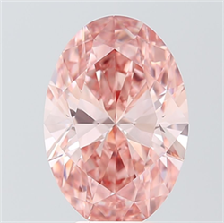 Picture of Lab Grown Diamond 5.23 Carats, Oval with  Cut, Fancy Vivid Pink Color, VVS2 Clarity and Certified by IGI