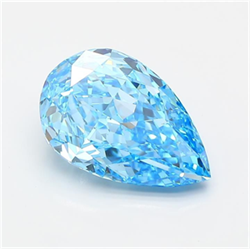 Picture of Lab Grown Diamond 4.05 Carats, Pear with  Cut, Fancy Vivid Blue Color, VS1 Clarity and Certified by IGI