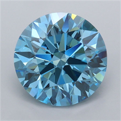 Picture of Lab Grown Diamond 3.01 Carats, Round with Ideal Cut, Fancy Vivid Blue Color, VVS2 Clarity and Certified by IGI