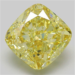 Picture of Lab Grown Diamond 6.81 Carats, CUSHION MODIFIED with  Cut, Fancy Intense Yellow Color, VS1 Clarity and Certified by IGI