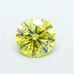 Picture of Lab Grown Diamond 2.03 Carats, Round with Ideal Cut, Fancy Intense Yellow Color, VS1 Clarity and Certified by IGI